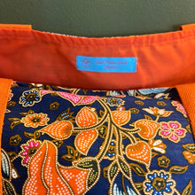Tote Bag - royal blue and orange floral batik print