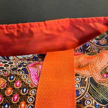Tote Bag - royal blue and orange floral batik print