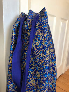 Yoga Mat Bag - blue curly geometric