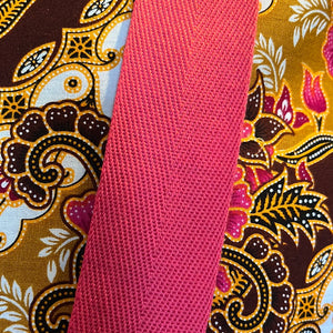 Tote Bag - cerise pink and ochre floral batik print