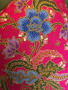 45 x 45 cm square velvet backed cushion cover - cerise pink floral batik