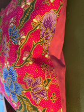 45 x 45 cm square velvet backed cushion cover - cerise pink floral batik