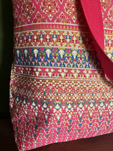 Tote Bag - rose pink and gold geo print with border