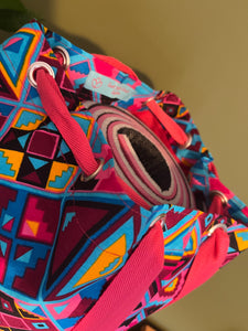Yoga Mat Bag - pink 80’s geometric