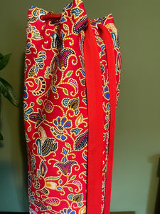 Yoga Mat Bag - red dotty batik