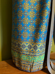 Yoga Mat Bag - turquoise and green geometric sun print