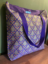 Tote Bag - purple and gold traditional Thai print
