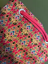Yoga Mat Bag - cerise pink and teal geometric print
