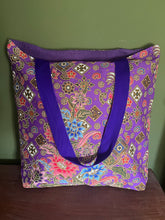 Tote Bag - purple floral batik