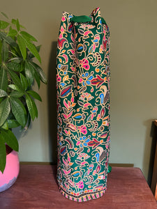 Yoga Mat Bag - emerald green dotty batik