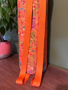 Yoga Mat Bag - orange-coral floral batik