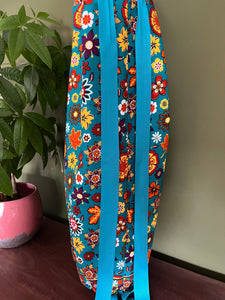 Yoga Mat Bag - teal retro floral batik