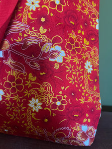 Tote Bag - red and gold floral batik