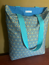 Tote Bag - turquoise and gold geometric print
