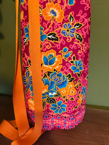 Yoga Mat Bag - pink and orange batik