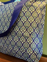 Tote Bag - royal blue and gold geo print