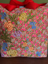 Tote Bag - pink and red floral batik