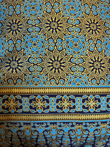 Tote Bag - royal blue and gold mandala print with border