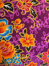 Tote Bag - purple, orange and turquoise swirly leaf batik