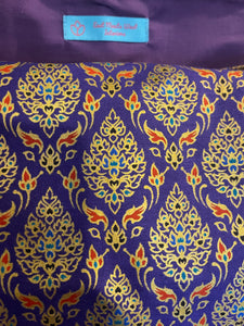 Tote Bag - purple and gold traditional Thai print