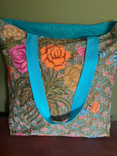 Tote Bag - sage green, teal and olive batik print