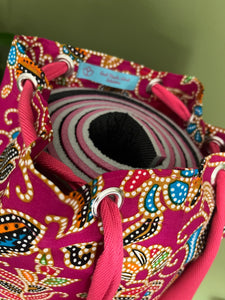 Yoga Mat Bag - pink dotty batik
