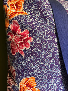 Tote Bag - royal blue floral bubble batik print