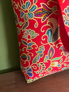 Tote Bag - red, blue, pink, ochre and teal bold batik print