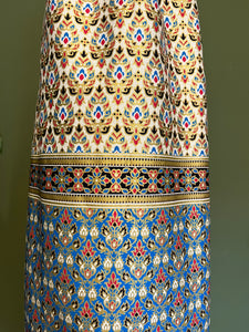 Yoga Mat Bag - royal blue, red, gold and cream geometric