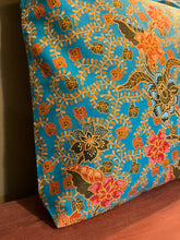 Tote Bag - turquoise and bottle green curly leaf batik print