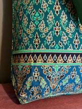 Tote Bag - emerald green traditional Thai print