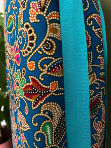 Yoga Mat Bag - turquoise dotty batik