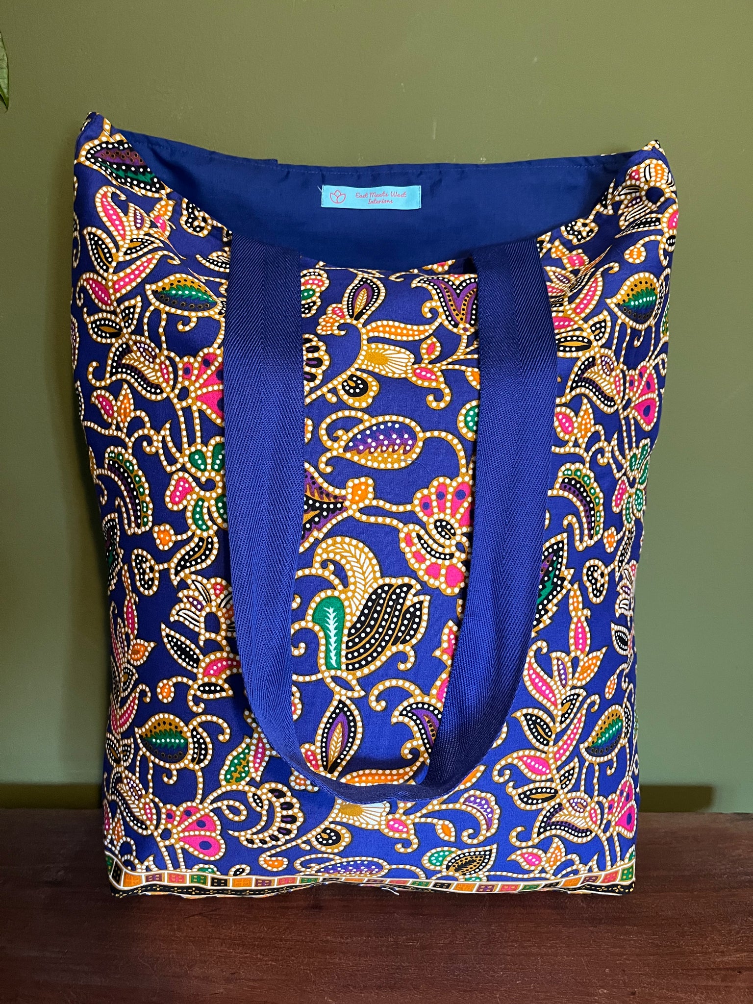 Royal blue tote bag sales