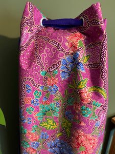 Yoga Mat Bag - purple floral batik