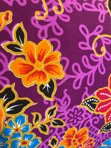 Tote Bag - purple, orange and turquoise swirly leaf batik