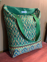 Tote Bag - emerald green traditional Thai print