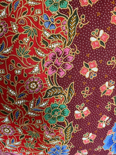 Tote Bag - red and burgundy floral batik