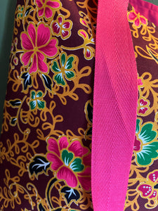 Tote Bag - burgundy, cerise and ochre swirly floral print
