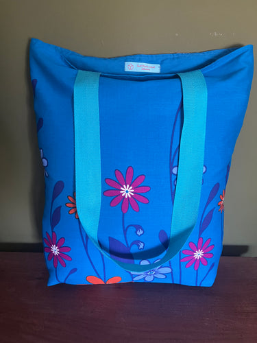Tote Bag - turquoise, pink and orange retro print