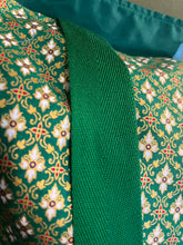 Tote Bag - emerald green and gold traditional Thai geometric print