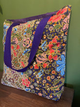 Tote Bag - purple, red, pink and blue floral batik