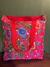 Tote Bag - clashing red and pink batik print