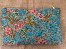 Clutch Bag / Jewellery Case / Make up Bag Teal Blue Batik