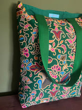 Tote Bag - green, blue, pink, orange and teal bold batik print