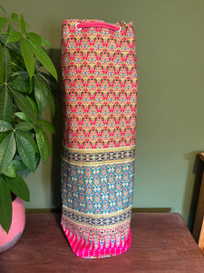 Yoga Mat Bag - cerise pink and teal geometric print