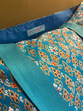 Tote Bag - turquoise, red and gold geometric print with border
