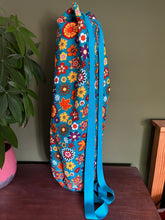 Yoga Mat Bag - teal retro floral batik