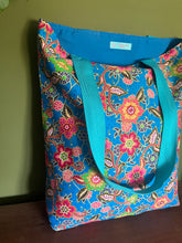 Tote Bag - turquoise, pink and green batik print