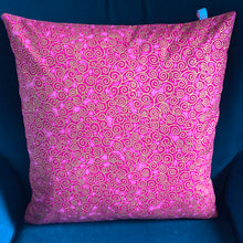 45 x 45 cm square velvet backed cushion cover - pink curly geometric