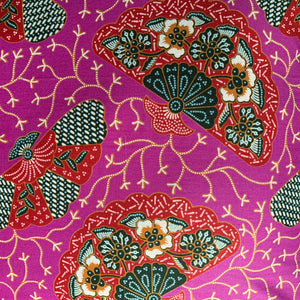45 x 45 cm square cushion cover - cherry pink fan print batik